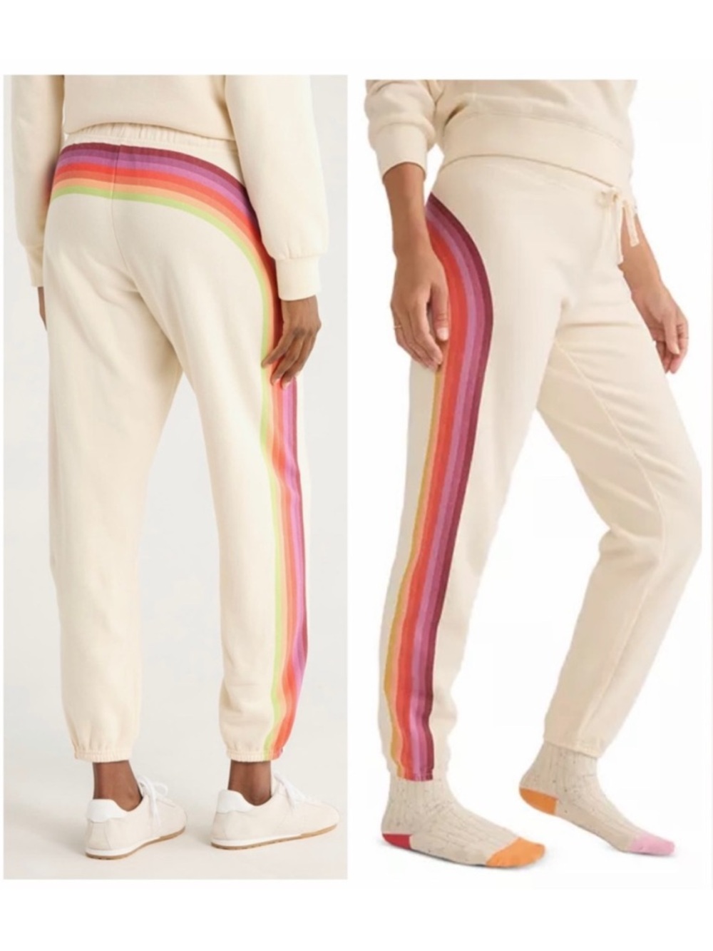 MARINE LAYER CREAM CLOUD NINE ANYTIME SWEATPANTS Rainbow SIZE XS Extra Small